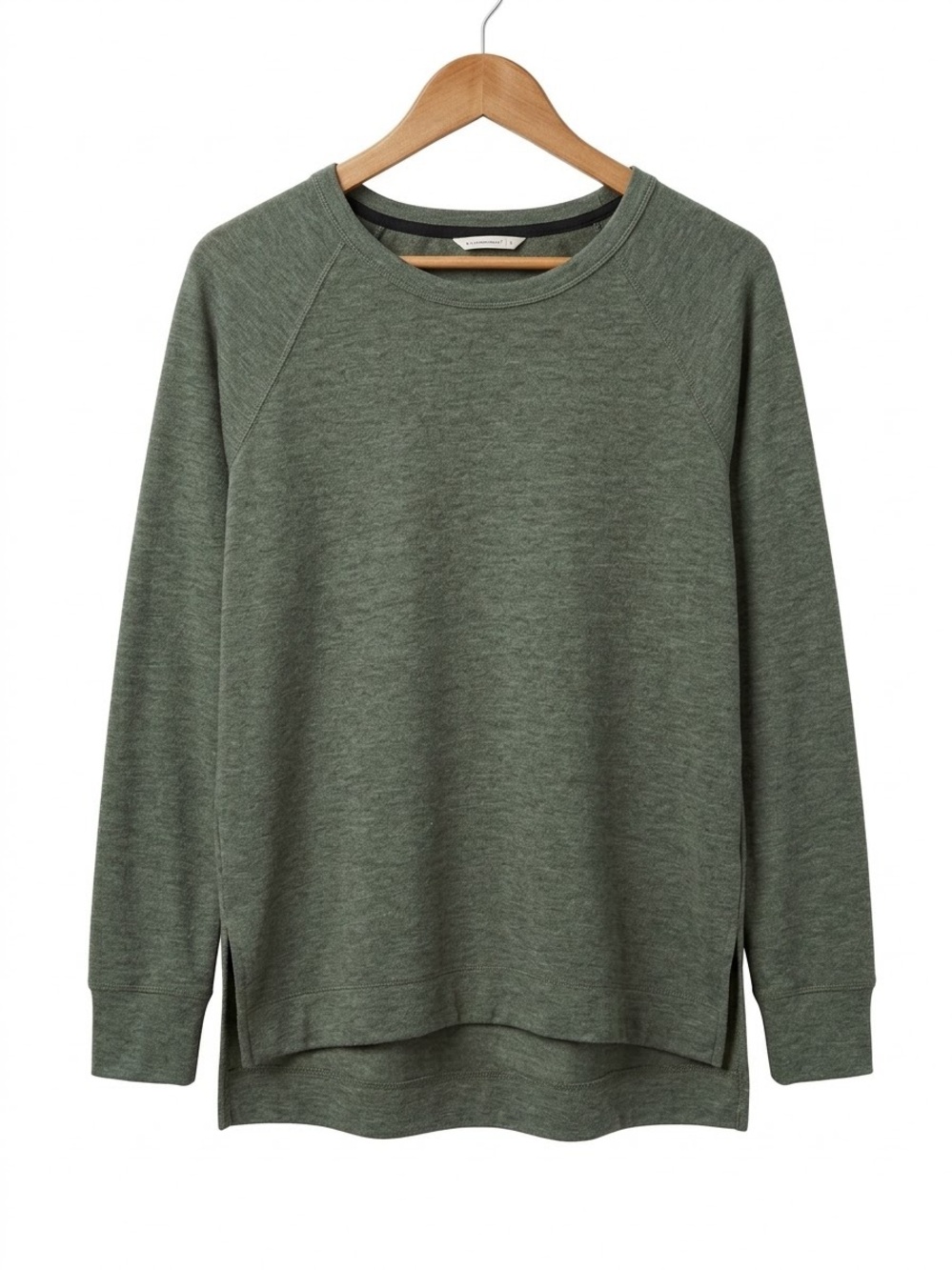 Shambhala Women's Heathered Sage Green Crewneck Tunic Sweatshirt, Large